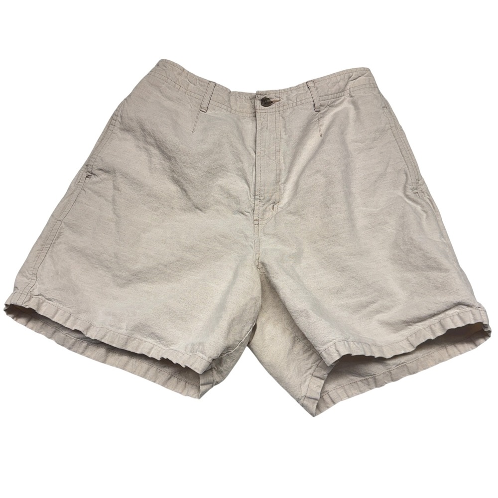 LL Bean Womens 12 Linen Cotton Blend Shorts Beige Tan 5 Inch Inseam